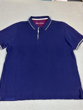 Robert Graham Men's 2XL Blue Polo with Contrast Trim Preppy